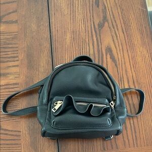 Black Faux Leather Mini Backpack